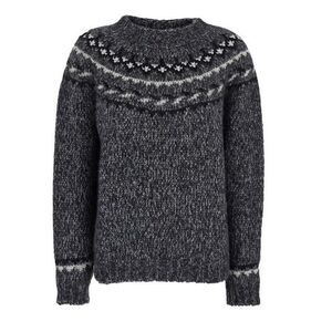 PAROSH Women's Fair Isle Knit Sweater Women GREY Sweaters & Knitwear